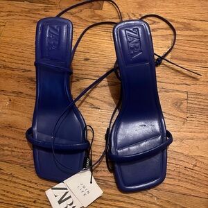 Zara Blue Strappy Sandals NWT